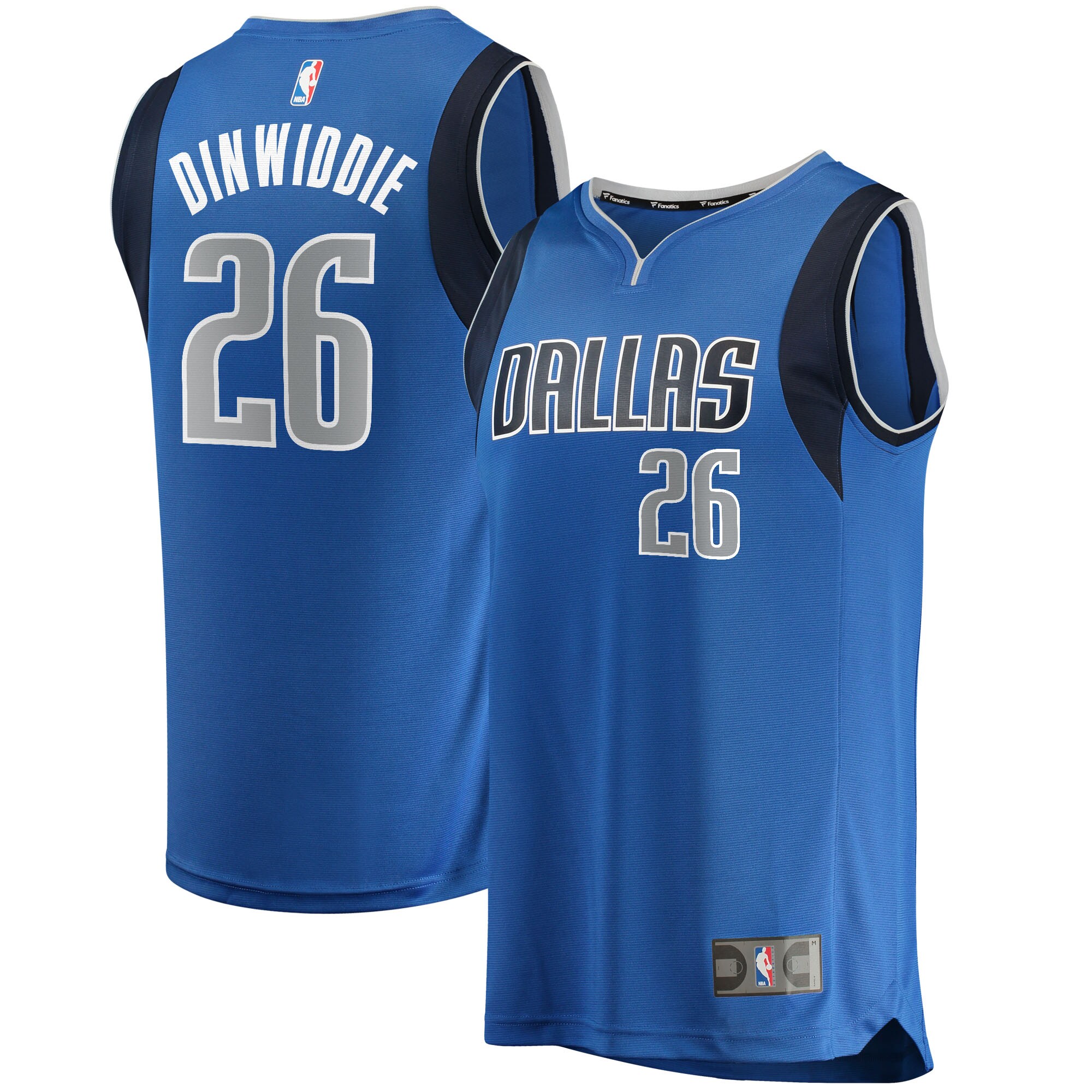 Alternative view of Spencer Dinwiddie Dallas Mavericks Fanatics Branded 2021/22 Fast Break Replica Basketball Jersey - Icon Edition - Blue