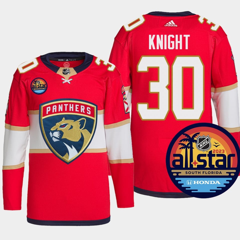 Spencer Knight 30 Florida Panthers Red Hockey Jersey 2023 All-Star - JS446 
