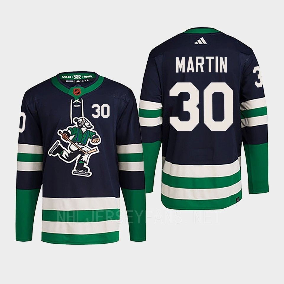 Spencer Martin 30 Reverse Retro 2.0 2022 Vancouver Canucks Navy Hockey Jersey Primegreen - JS795 