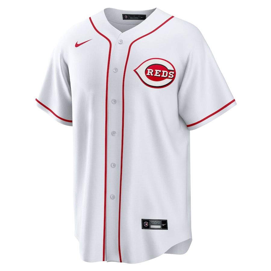 Alternative view of Spencer Steer 7 Cincinnati Reds Home Men Baseball Jersey - White