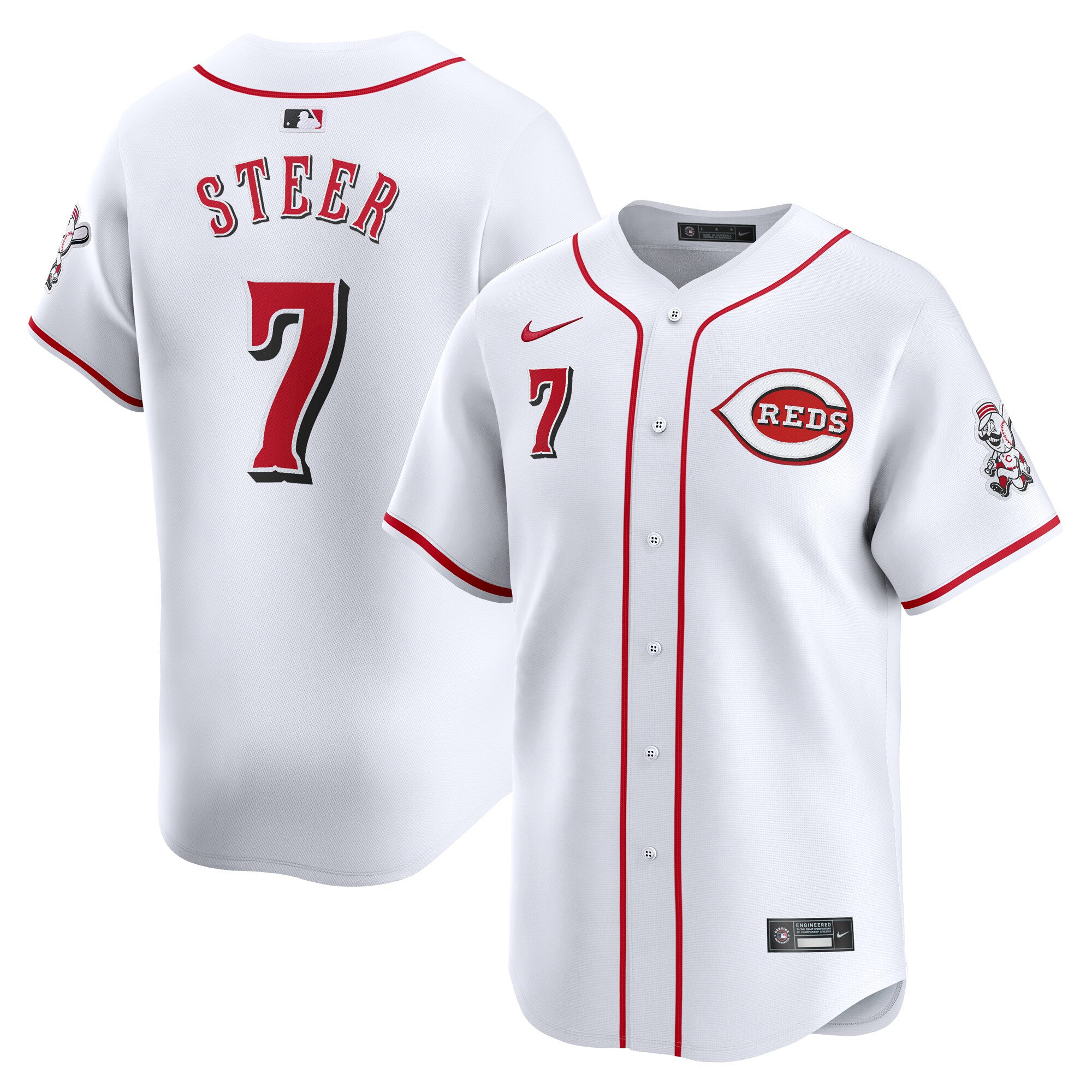 Spencer Steer Cincinnati Reds Home Limited Player Baseball Jersey - White