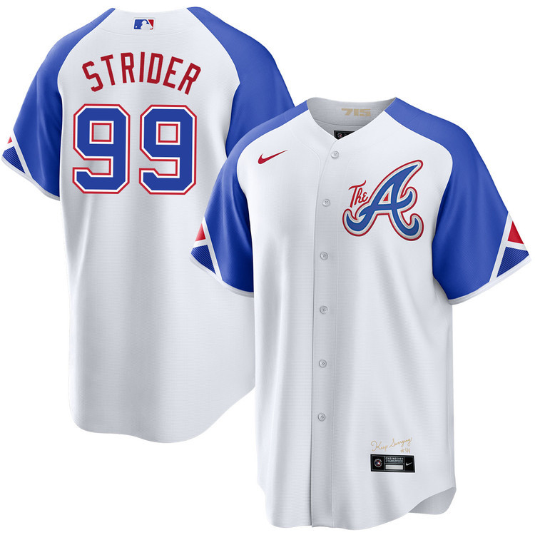 Spencer Strider 99 Atlanta Braves City Connect Men Baseball Jersey - White - JS451