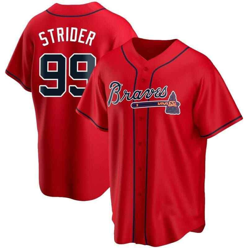 Spencer Strider 99 Atlanta Braves Men Baseball Jersey - Red - JS591