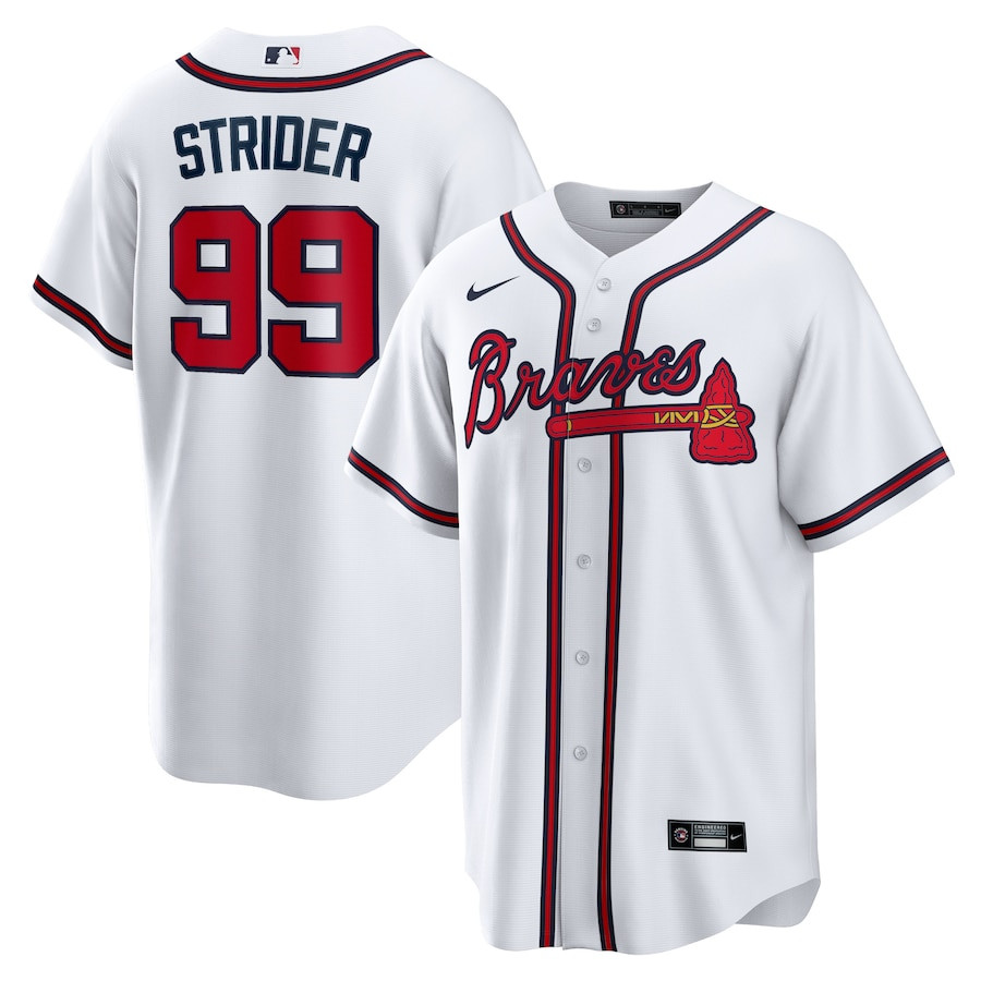 Spencer Strider 99 Atlanta Braves Men Baseball Jersey - White - JS291