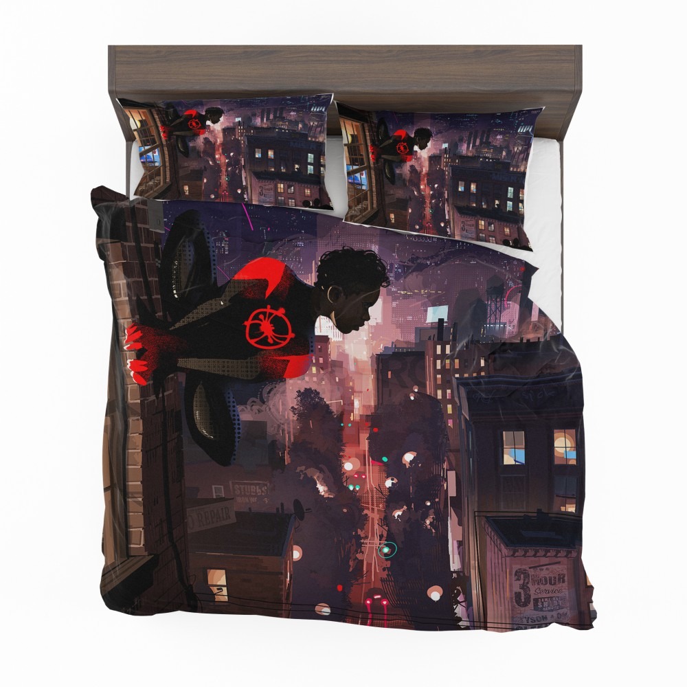 Alternative view of Spider-Man Into The Spider-Verse Movie Marvel Comics Miles Morales Bedding Set - Custom Bedding Set