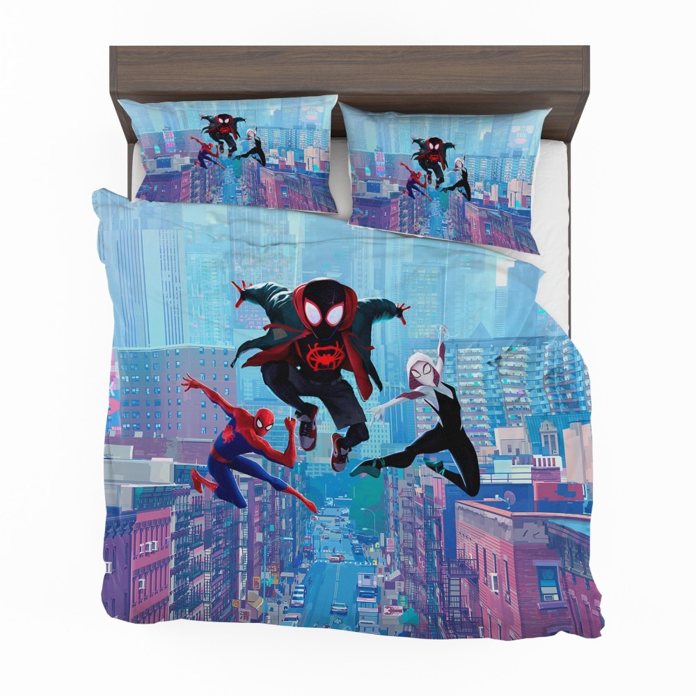 Alternative view of Spider-Man Into The Spider-Verse Movie Miles Morales Spider-Gwen Bedding Set - Custom Bedding Set