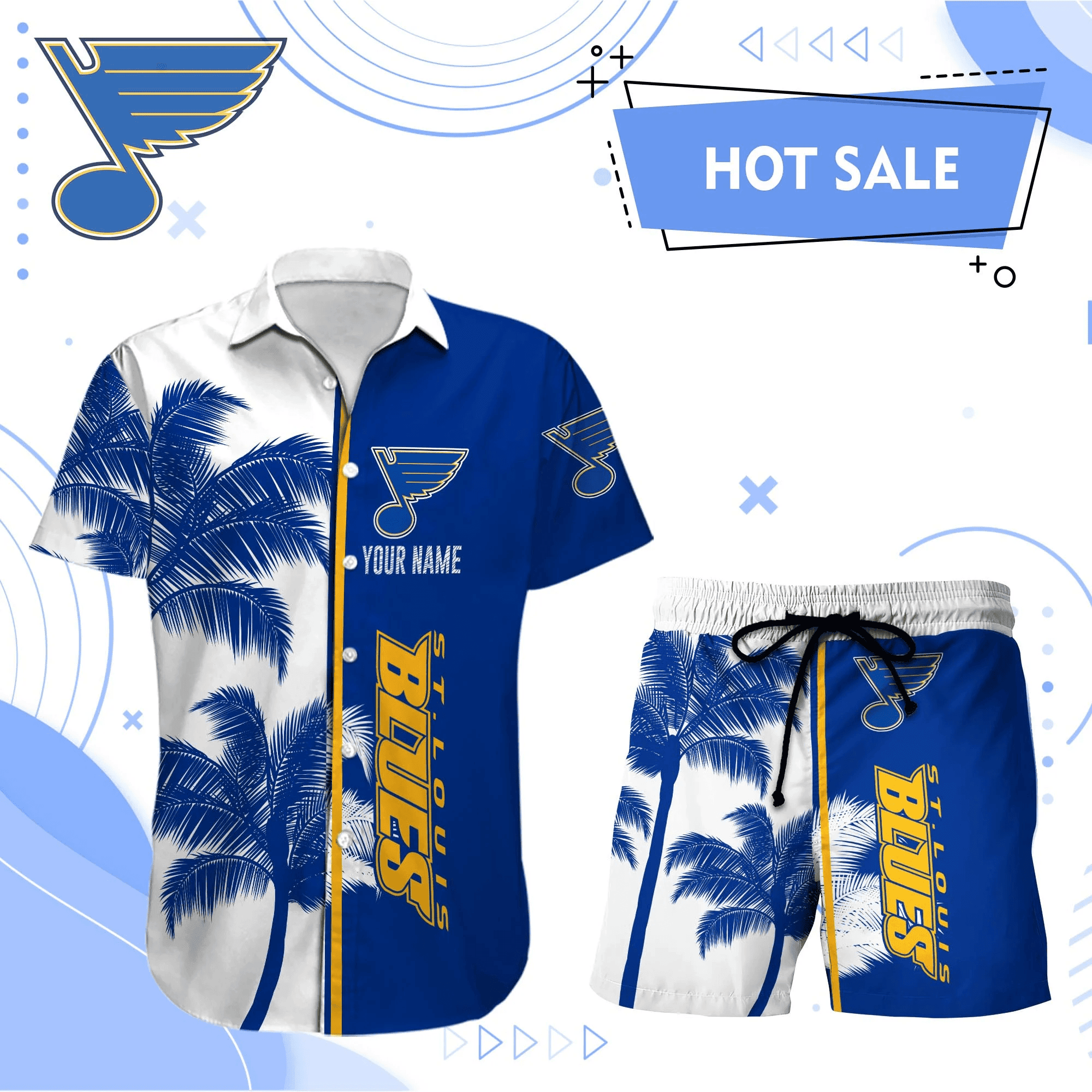 St. Louis Blues Hawaiian Shirt And Set - Customized - JS861 
