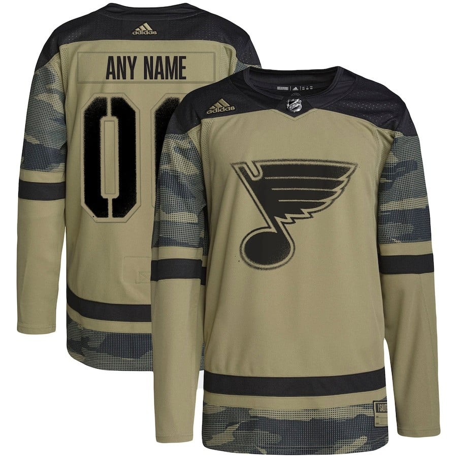 St. Louis Blues Military Appreciation Team Custom Practice Hockey Jersey - Camo - JS355 