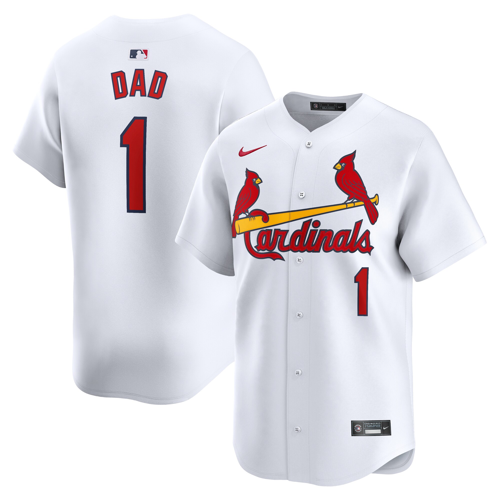 St. Louis Cardinals #1 Dad Home Limited Baseball Jersey - White