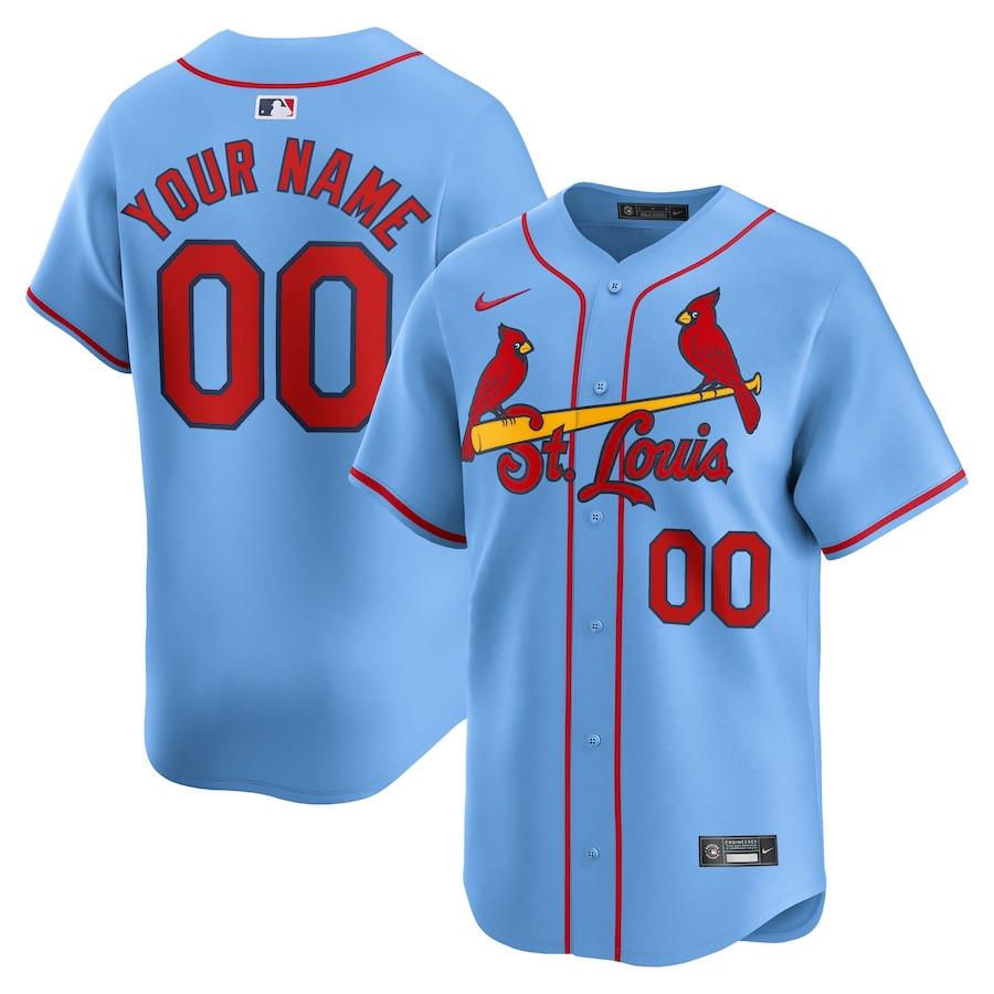 St. Louis Cardinals Alternate Limited Custom Men Baseball Jersey - Light Blue 
