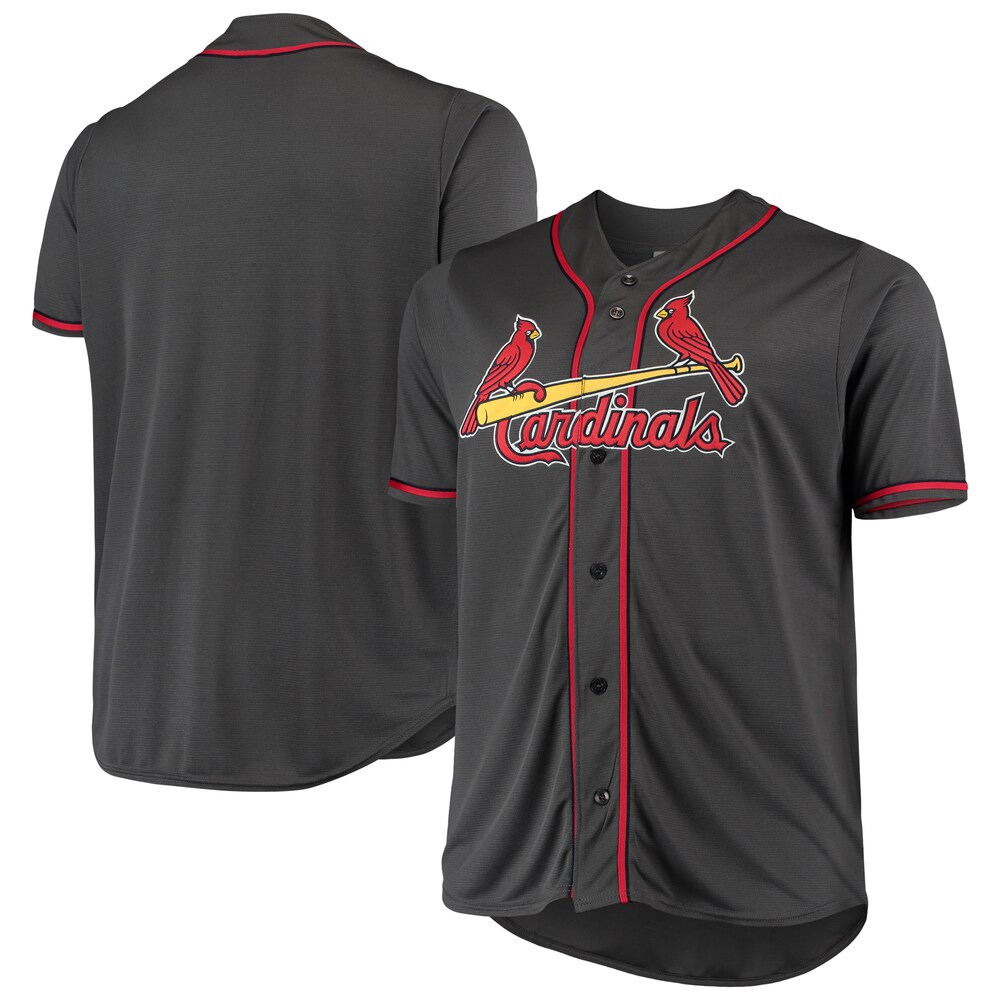 St. Louis Cardinals Big & Tall Fashion Baseball Jersey - Charcoal