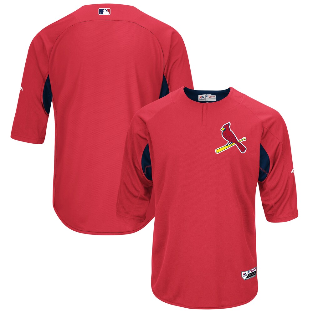 St. Louis Cardinals Majestic Collection On-field 3/4-sleeve Batting Practice Baseball Jersey - Red/navy