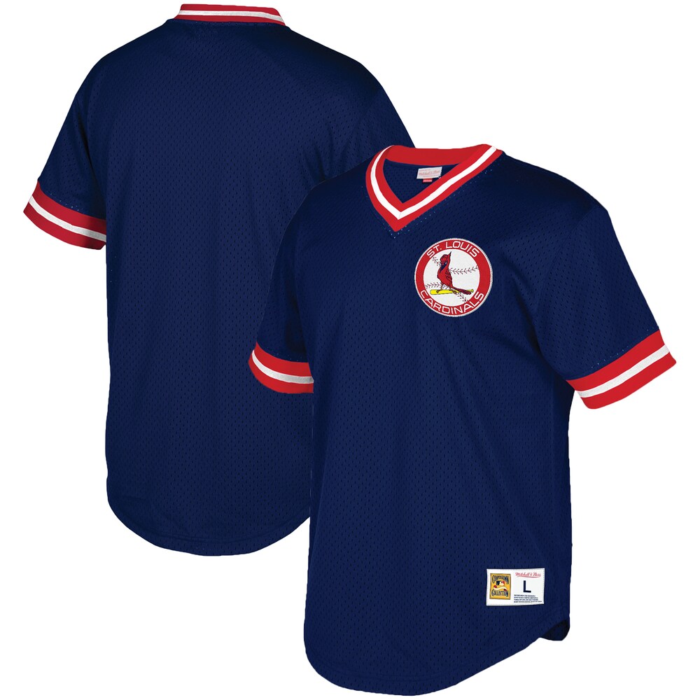 St. Louis Cardinals Mitchell & Ness Big & Tall Mesh V-neck Baseball Jersey - Navy