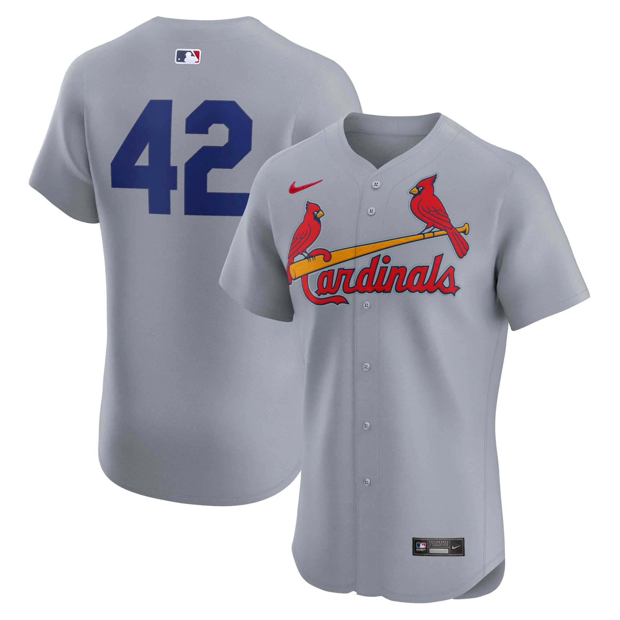 St. Louis Cardinals Road 2024 Jackie Robinson Day Elite Baseball Jersey - Gray