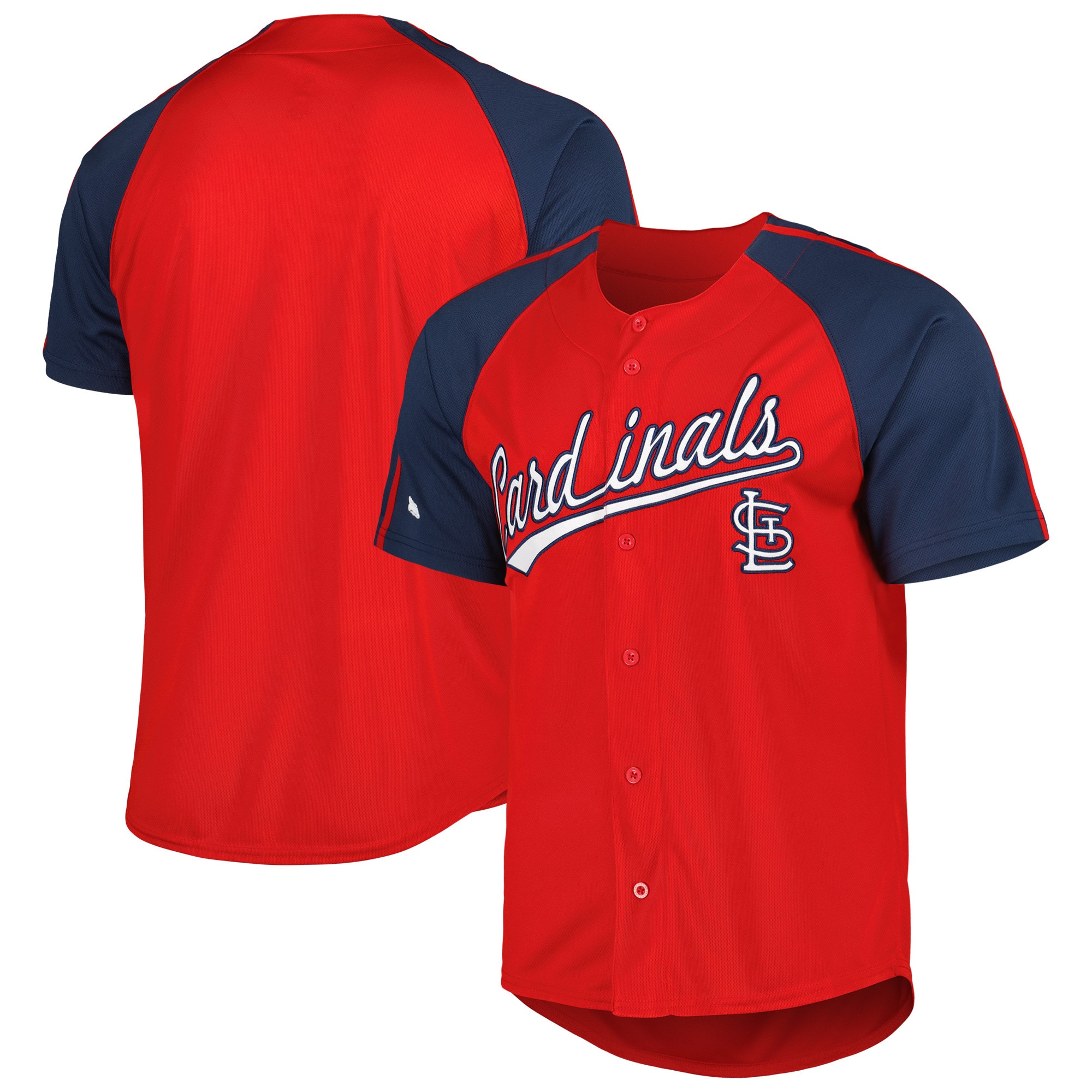 St. Louis Cardinals Stitches Button-down Raglan Fashion Baseball Jersey – Red
