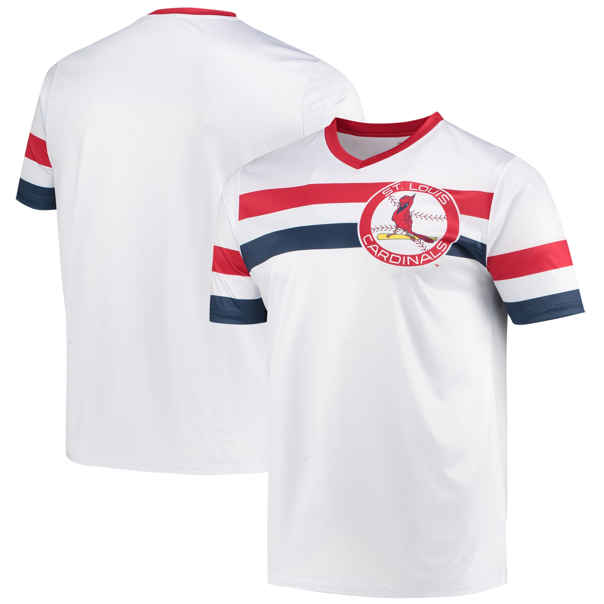 St. Louis Cardinals Stitches Cooperstown Collection V-neck Baseball Jersey - White