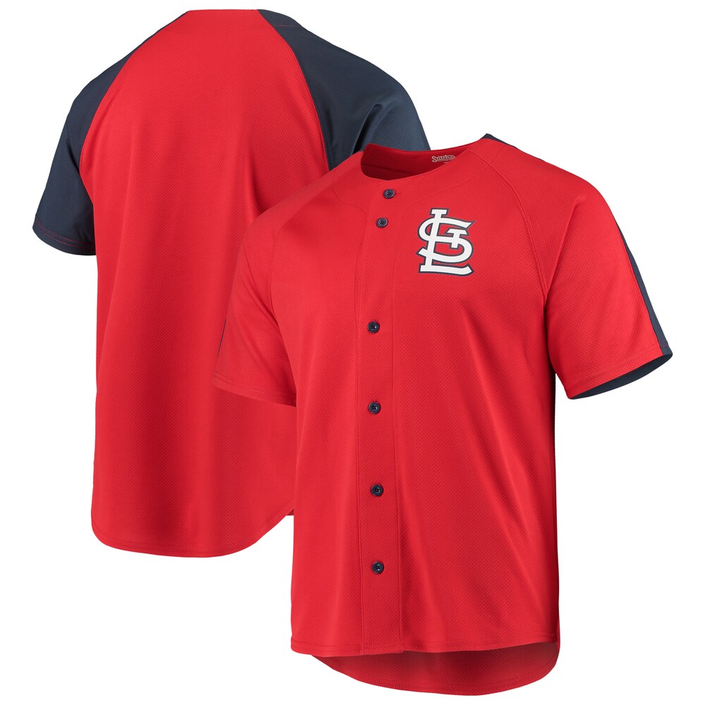 St. Louis Cardinals Stitches Logo Button-up Baseball Jersey - Red