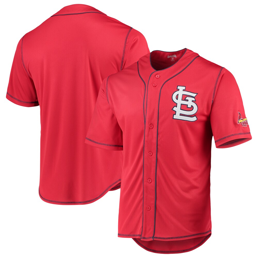 St. Louis Cardinals Stitches Team Color Button-down Baseball Jersey - Red/navy
