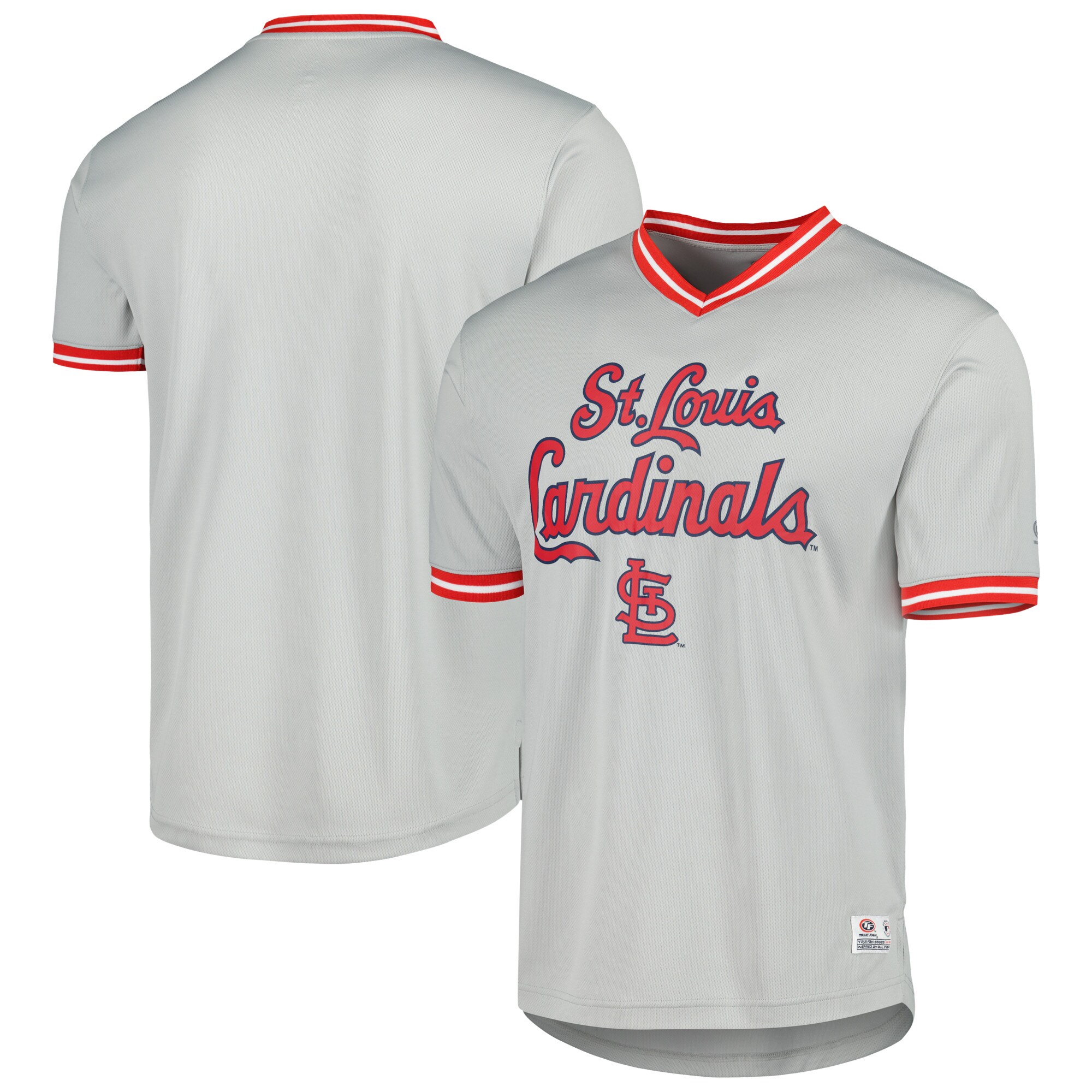 Alternative view of St. Louis Cardinals V-neck Baseball Jersey - Gray