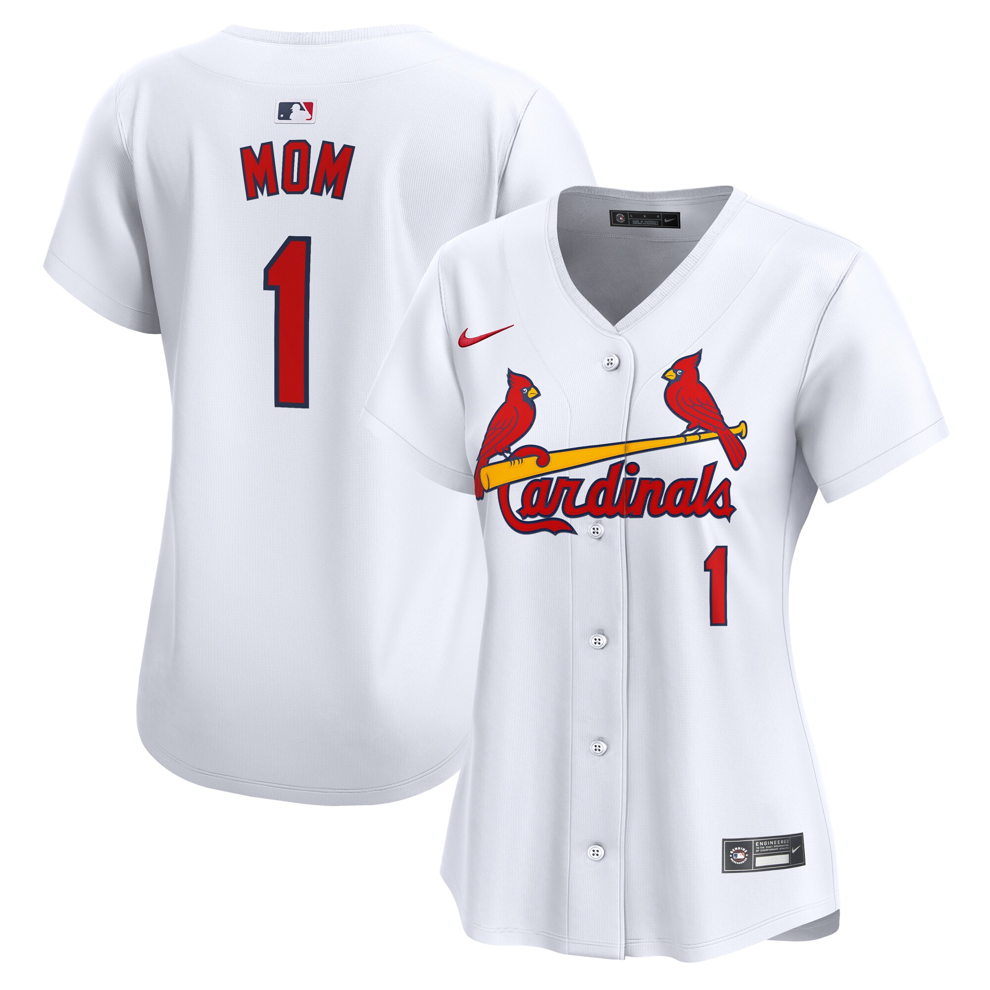 St. Louis Cardinals Women's #1 Mom Home Limited Baseball Jersey - White