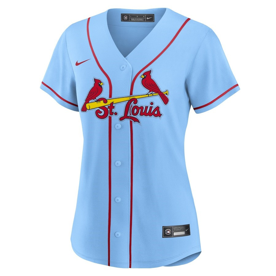 Alternative view of St. Louis Cardinals Women's Alternate Team Baseball Jersey - Light Blue 