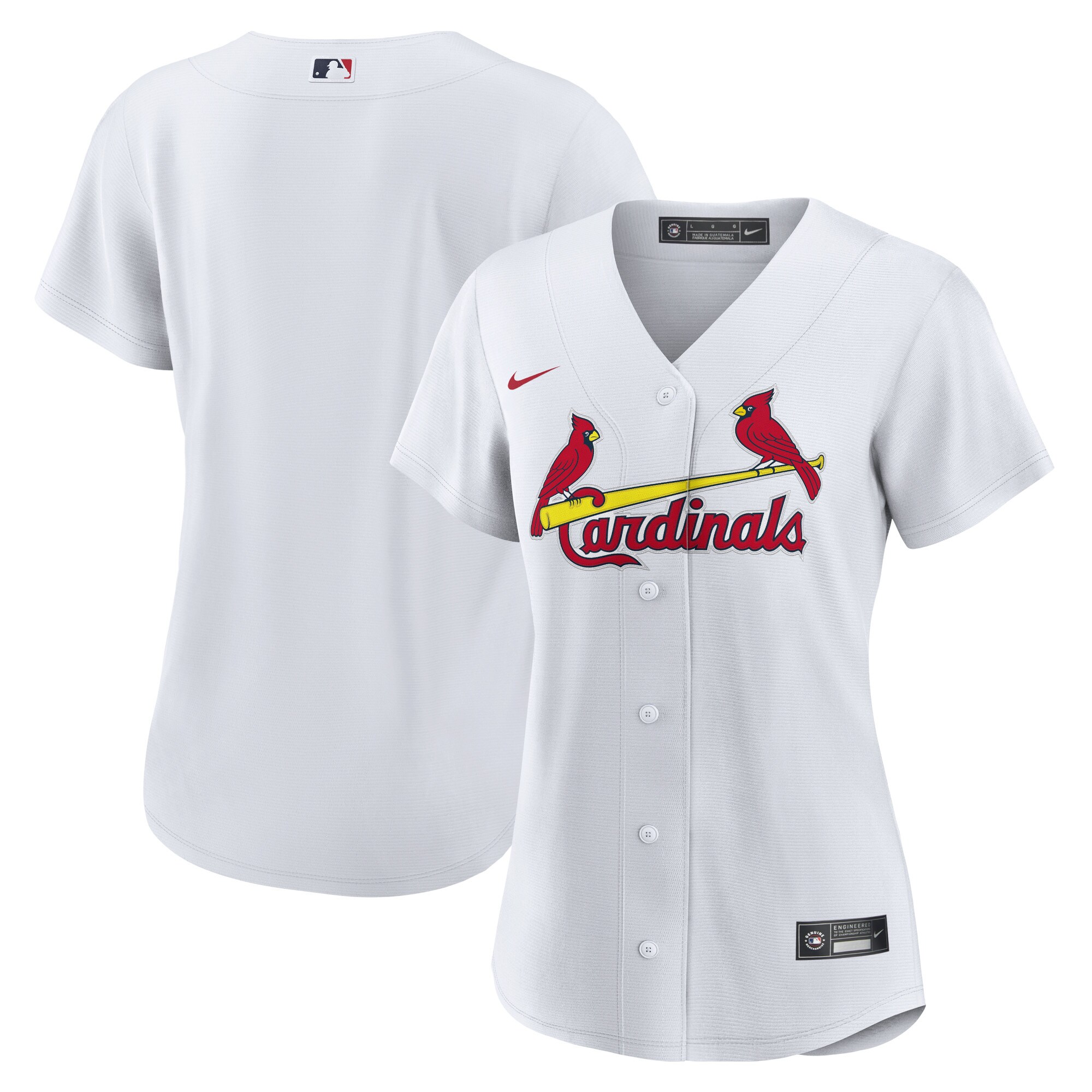 Alternative view of St. Louis Cardinals Women's Home Blank Replica Baseball Jersey - White