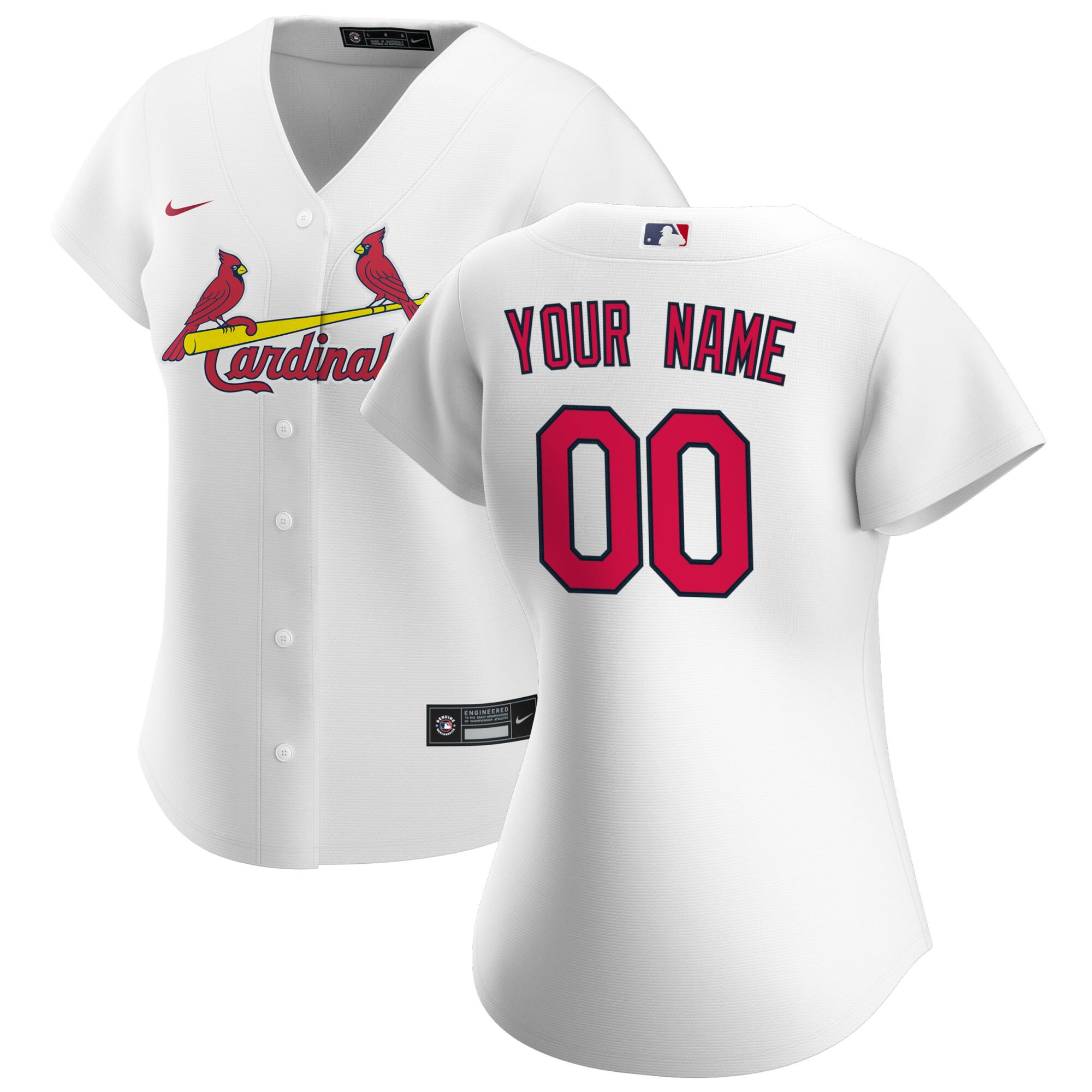 St. Louis Cardinals Women's Home Replica Custom Baseball Jersey - White