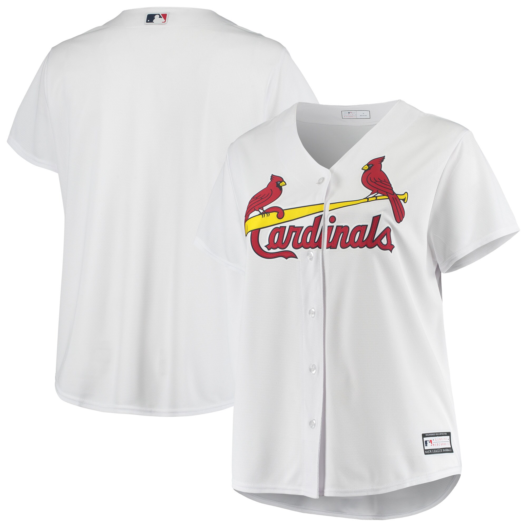 Alternative view of St. Louis Cardinals Women's Plus Size Home Replica Team Baseball Jersey - White