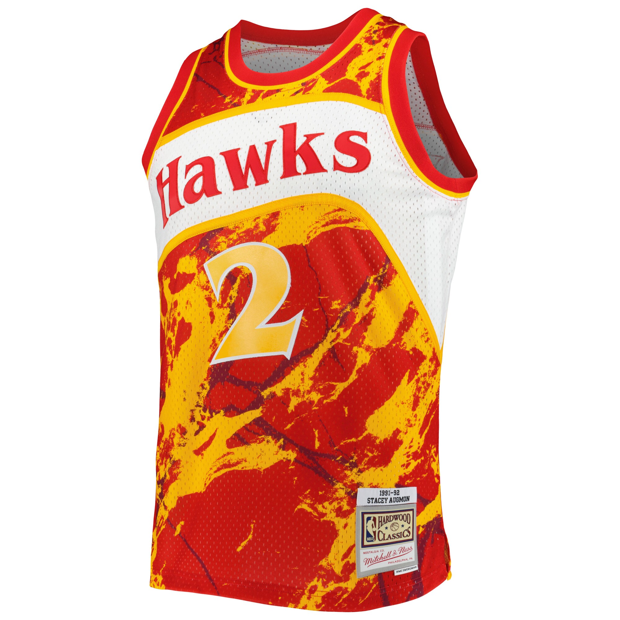 Alternative view of Stacey Augmon Atlanta Hawks Mitchell & Ness 1991/92 Hardwood Classics Marble Swingman Basketball Jersey - Red