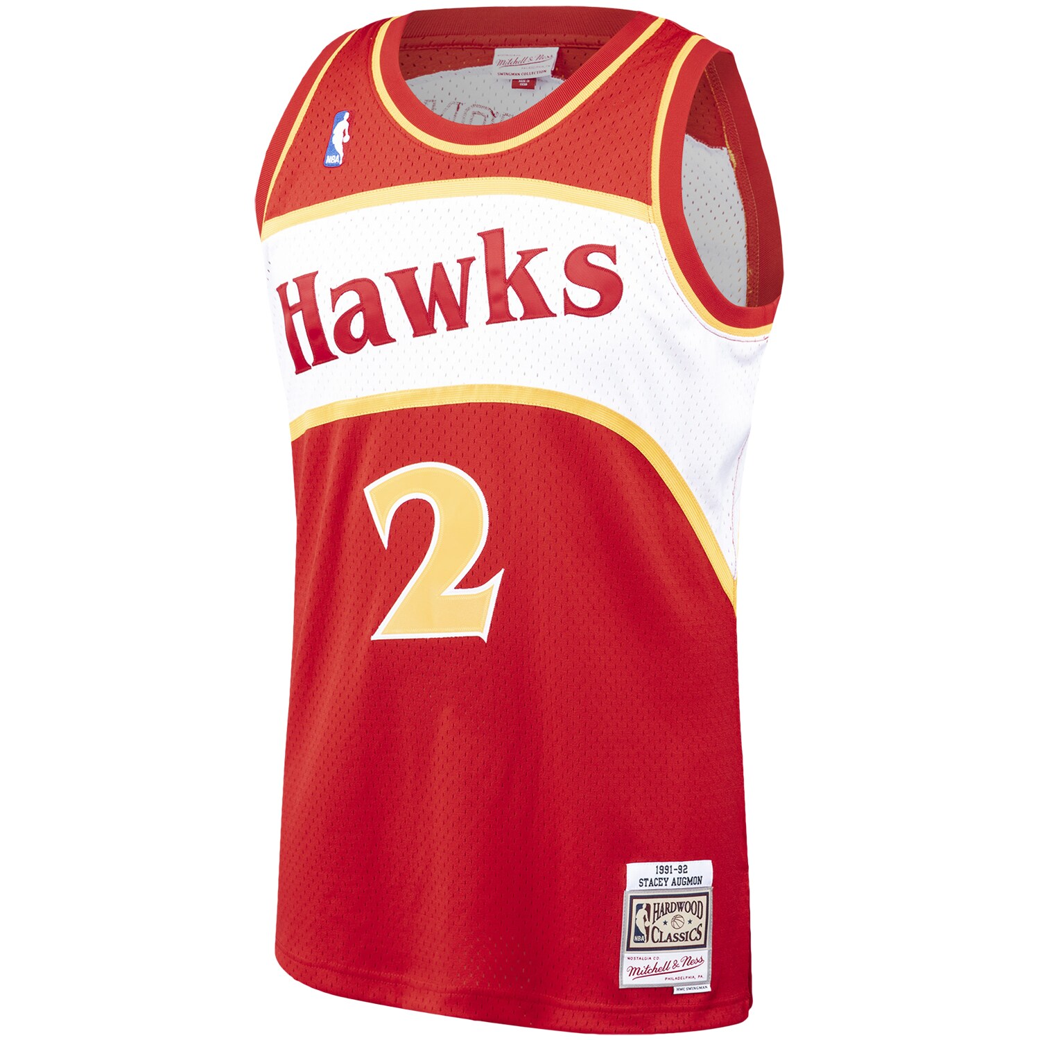 Alternative view of Stacey Augmon Atlanta Hawks Mitchell & Ness 1991/92 Hardwood Classics Swingman Basketball Jersey - Red