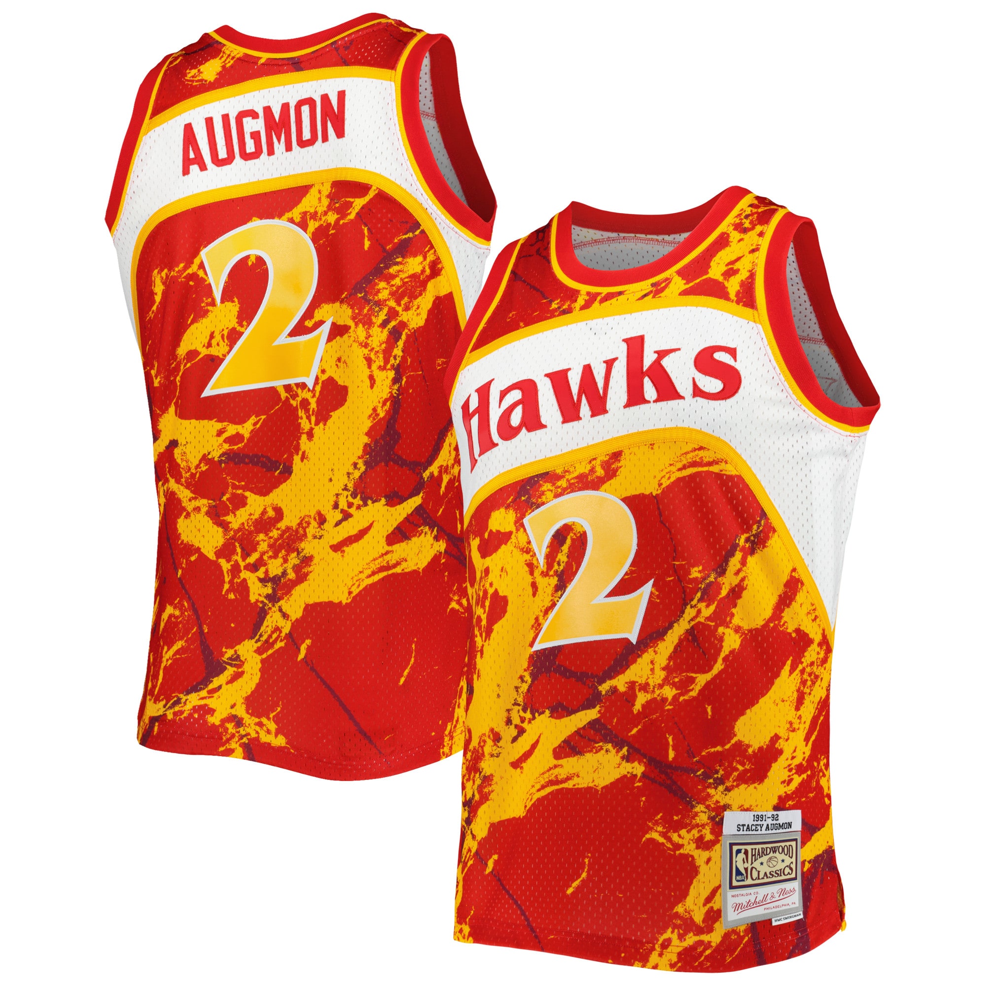 Stacey Augmon Atlanta Hawks Mitchell & Ness 1991/92 Hardwood Classics Marble Swingman Basketball Jersey - Red