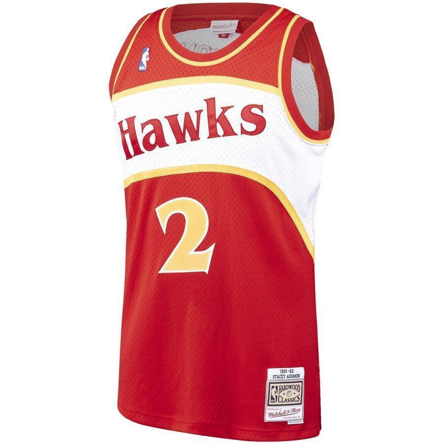 Alternative view of Stacey Augmon Atlanta Hawks Mitchell & Ness Hardwood Classics 1991-92 Swingman Basketball Jersey - Red - JS159 