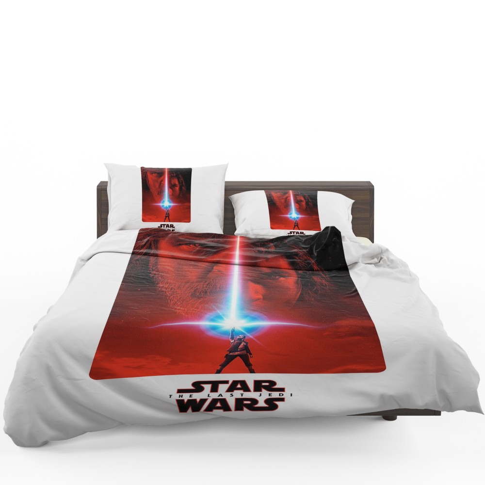 Star Wars The Last Jedi Movie Adam Driver Daisy Ridley Kylo Ren Luke Skywalker Mark Hamill Sci-Fi Space Bedding Set - Custom Bedding Set