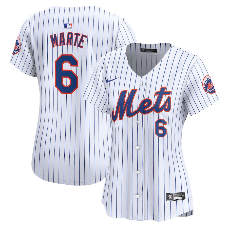 Starling Marte 6 New York Mets Women Home Limited Player Baseball Jersey - White 