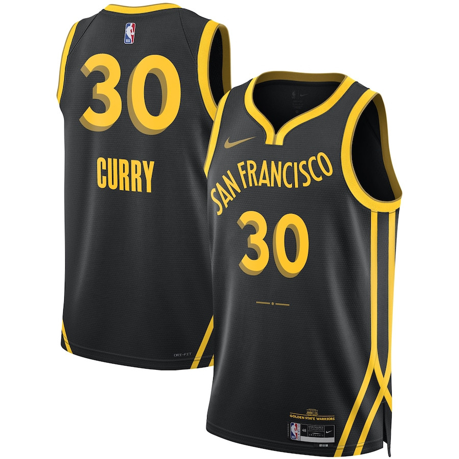 Stephen Curry 30 Golden State Warriors 2023/24 City Edition Swingman Basketball Jersey - Black - JS895 
