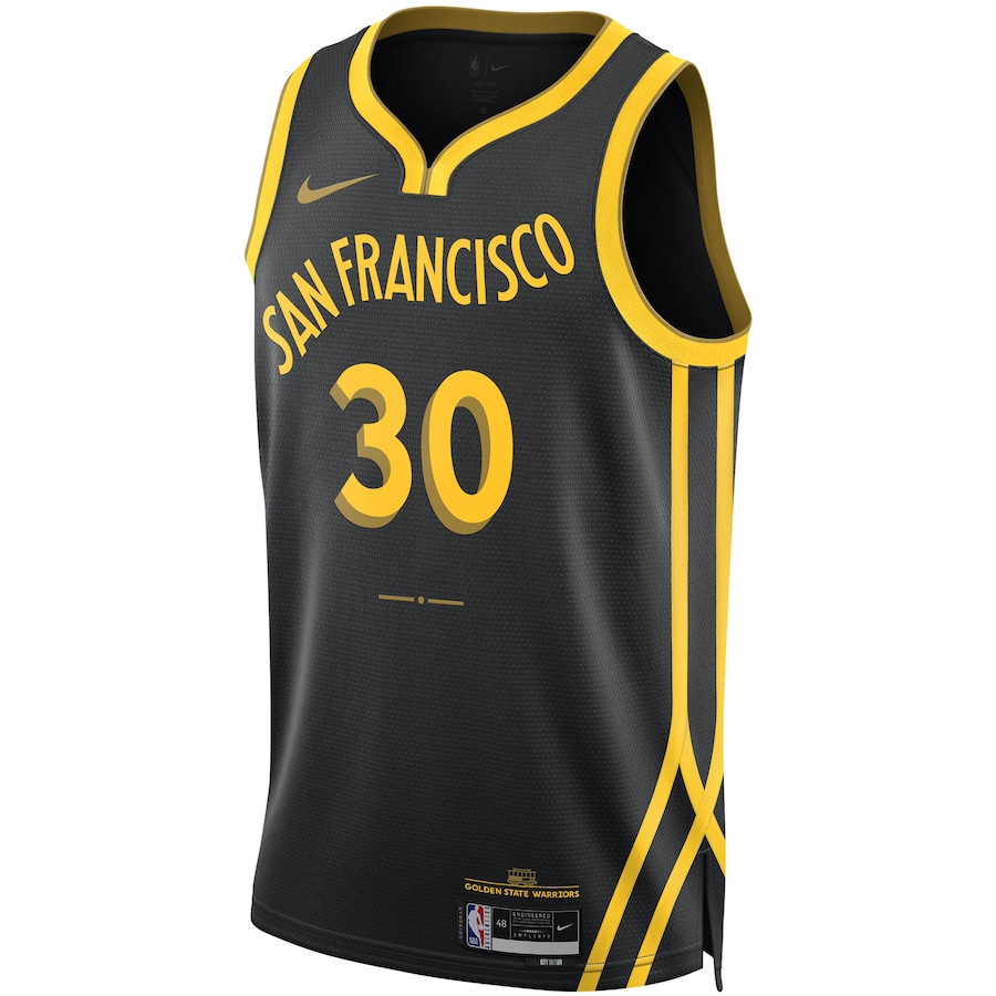 Alternative view of Stephen Curry 30 Golden State Warriors 2023/24 City Edition Swingman Basketball Jersey - Black - JS895 