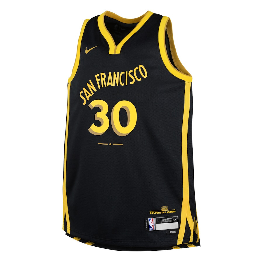 Alternative view of Stephen Curry 30 Golden State Warriors 2023/24 City Edition Swingman YOUTH Basketball Jersey - Black - JS226 