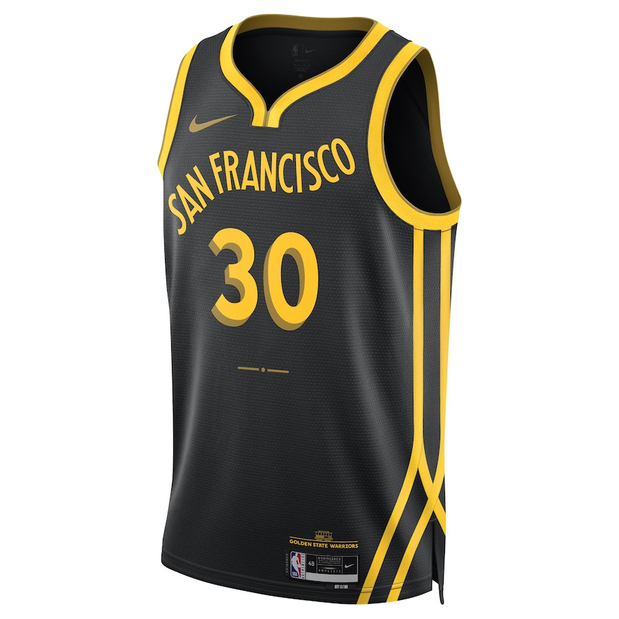 Alternative view of Stephen Curry 30 Golden State Warriors 2023/24 Swingman Basketball Jersey - City Edition - Unisex Black - JS859 