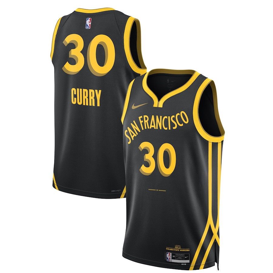 Stephen Curry 30 Golden State Warriors 2023/24 Swingman Basketball Jersey - City Edition - Unisex Black - JS859 