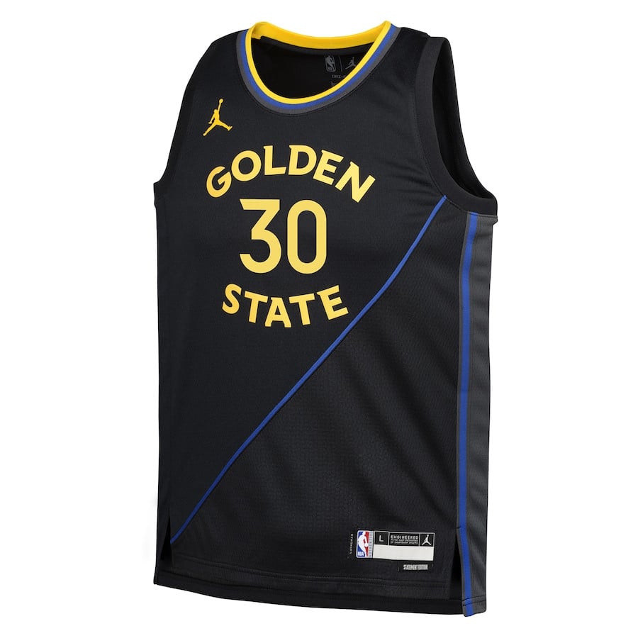 Alternative view of Stephen Curry 30 Golden State Warriors 2024/25 YOUTH Swingman Basketball Jersey - Statement Edition - Black - JS571 