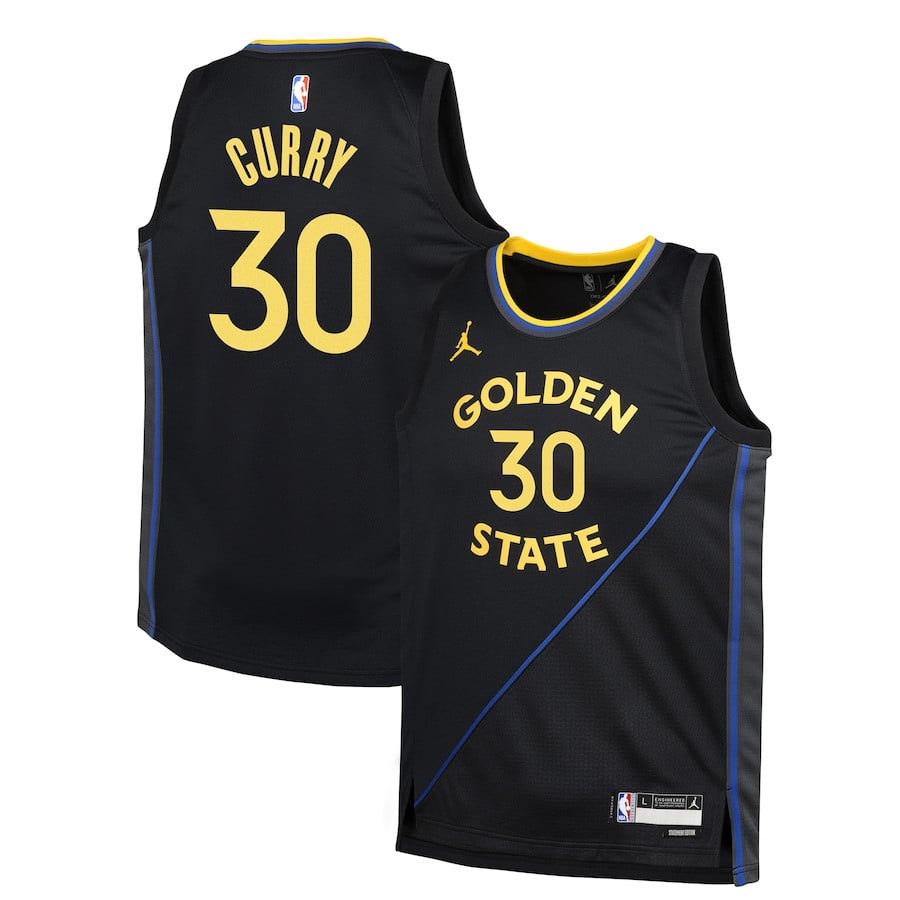 Stephen Curry 30 Golden State Warriors 2024/25 YOUTH Swingman Basketball Jersey - Statement Edition - Black - JS571 