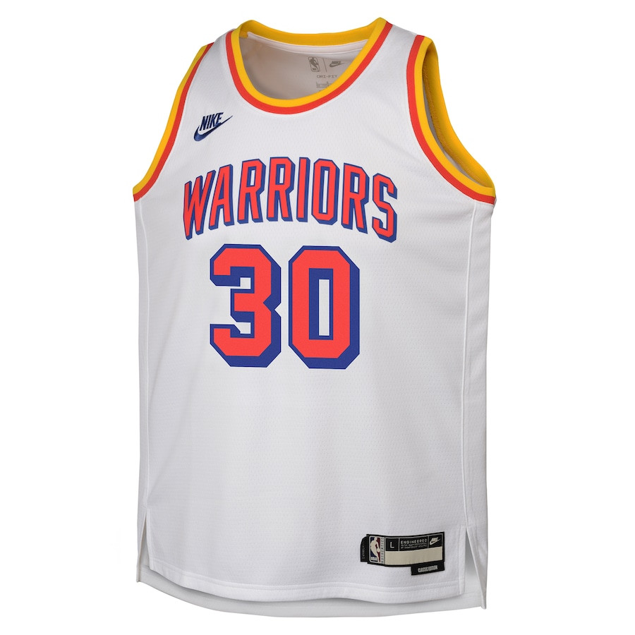 Alternative view of Stephen Curry 30 Golden State Warriors Youth 2024/25 Swingman Basketball Jersey - White - Classic Edition - JS664 