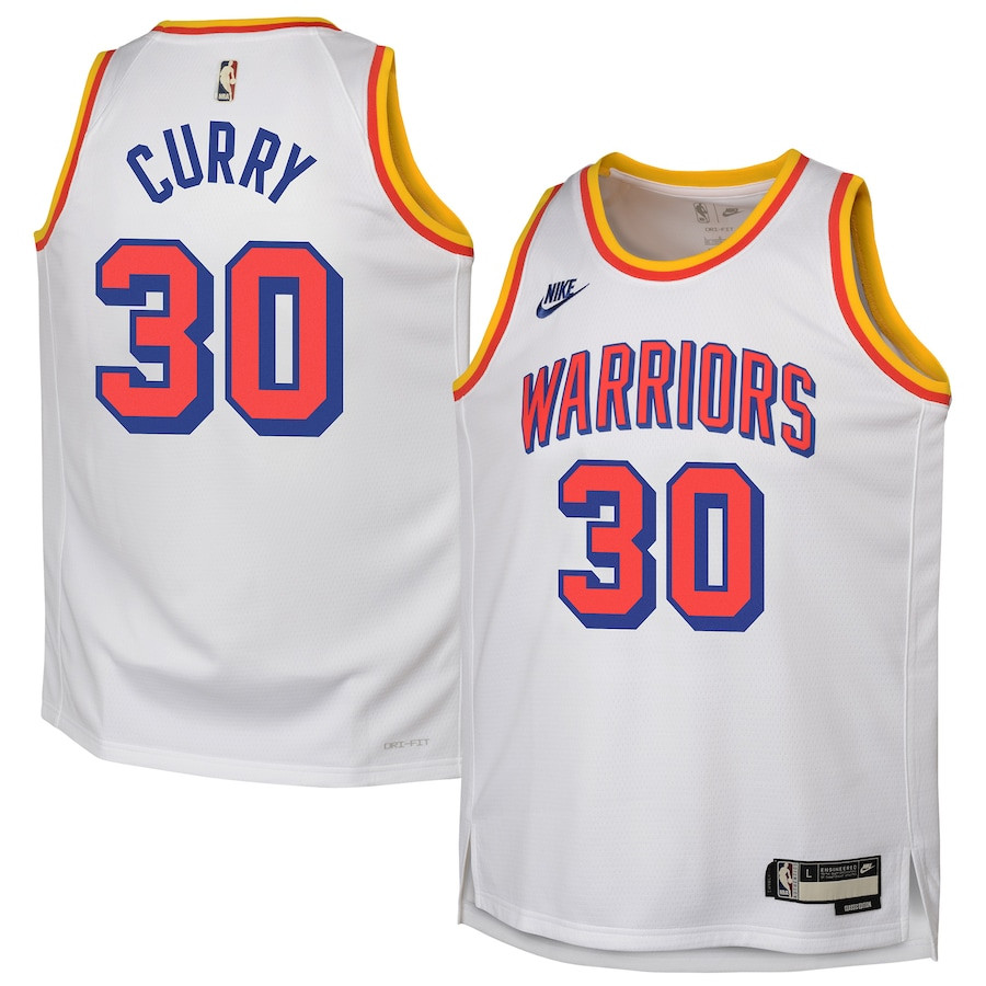Stephen Curry 30 Golden State Warriors Youth 2024/25 Swingman Basketball Jersey - White - Classic Edition - JS664 