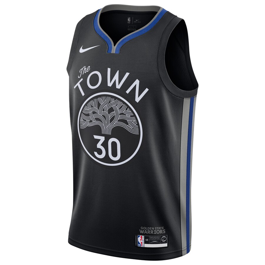 Alternative view of Stephen Curry Golden State Warriors 2019/20 Finished Swingman Basketball Jersey Black – City Edition