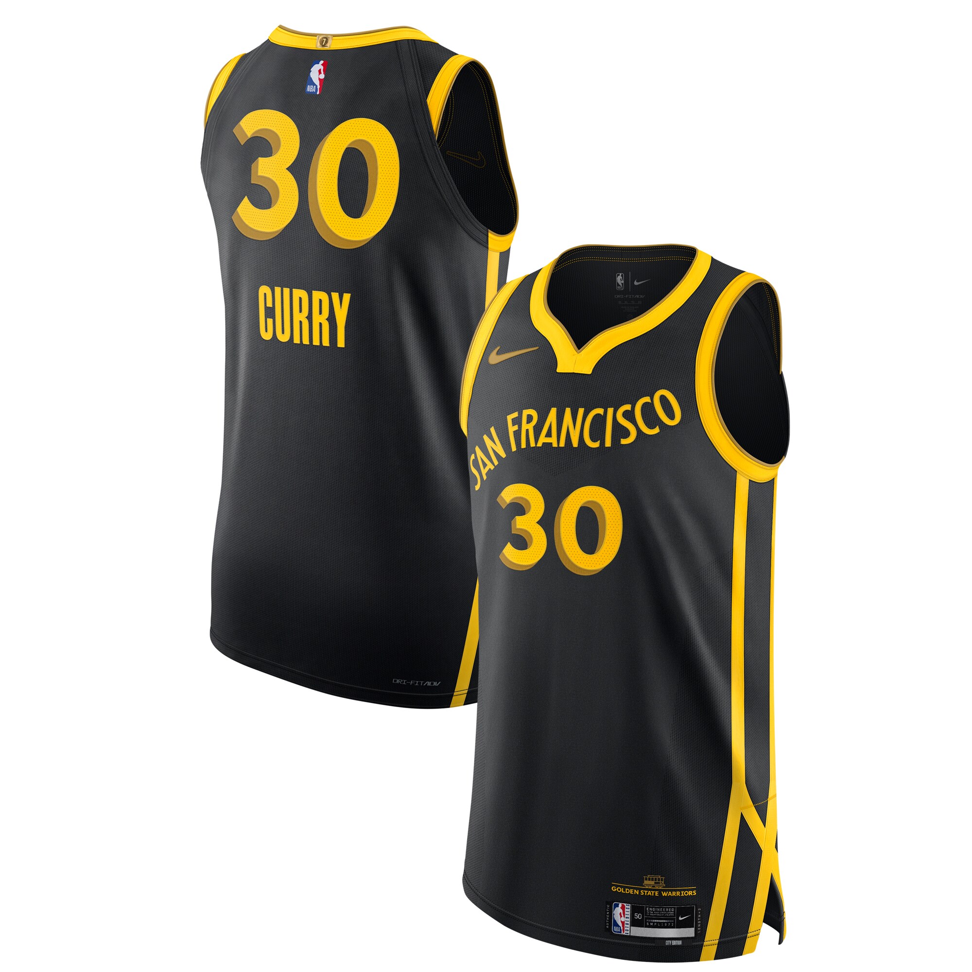 Stephen Curry Golden State Warriors Authentic Basketball Jersey - City Edition - Black
