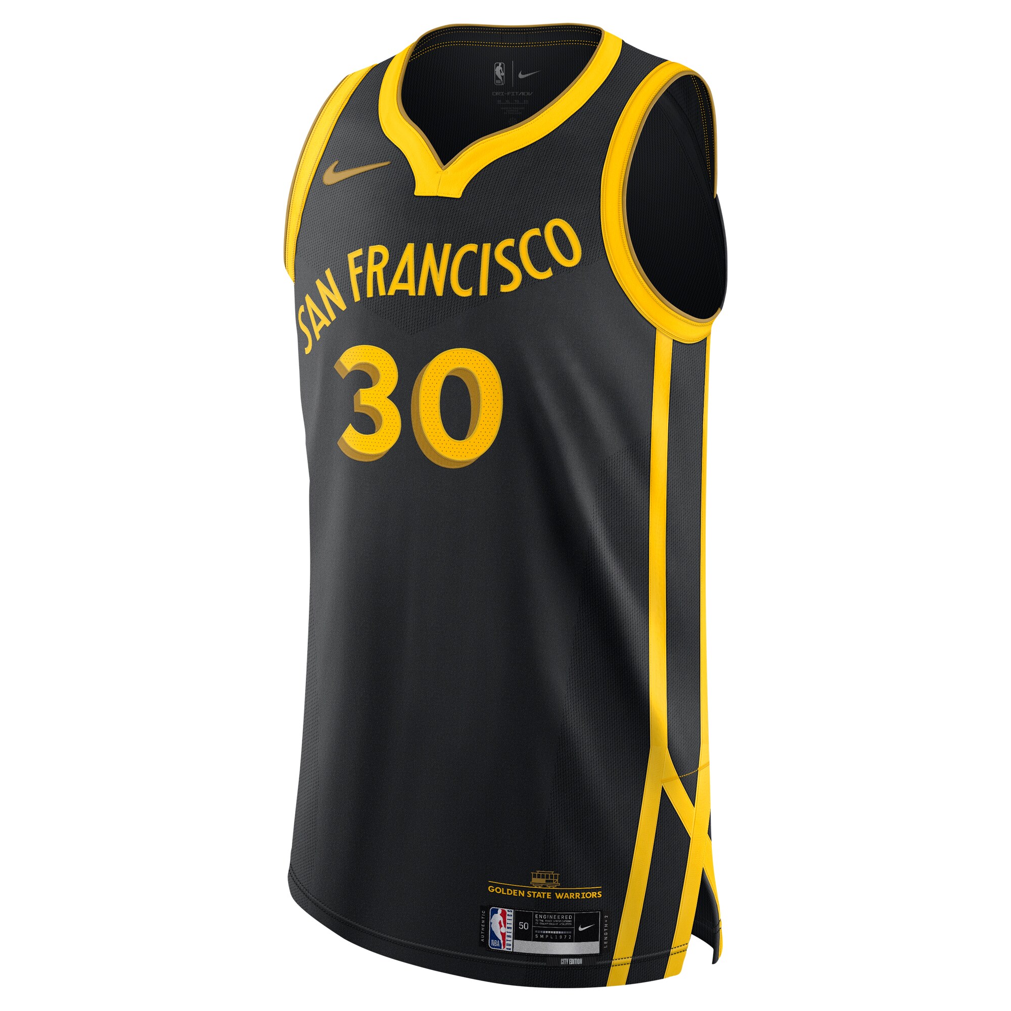 Alternative view of Stephen Curry Golden State Warriors Authentic Basketball Jersey - City Edition - Black