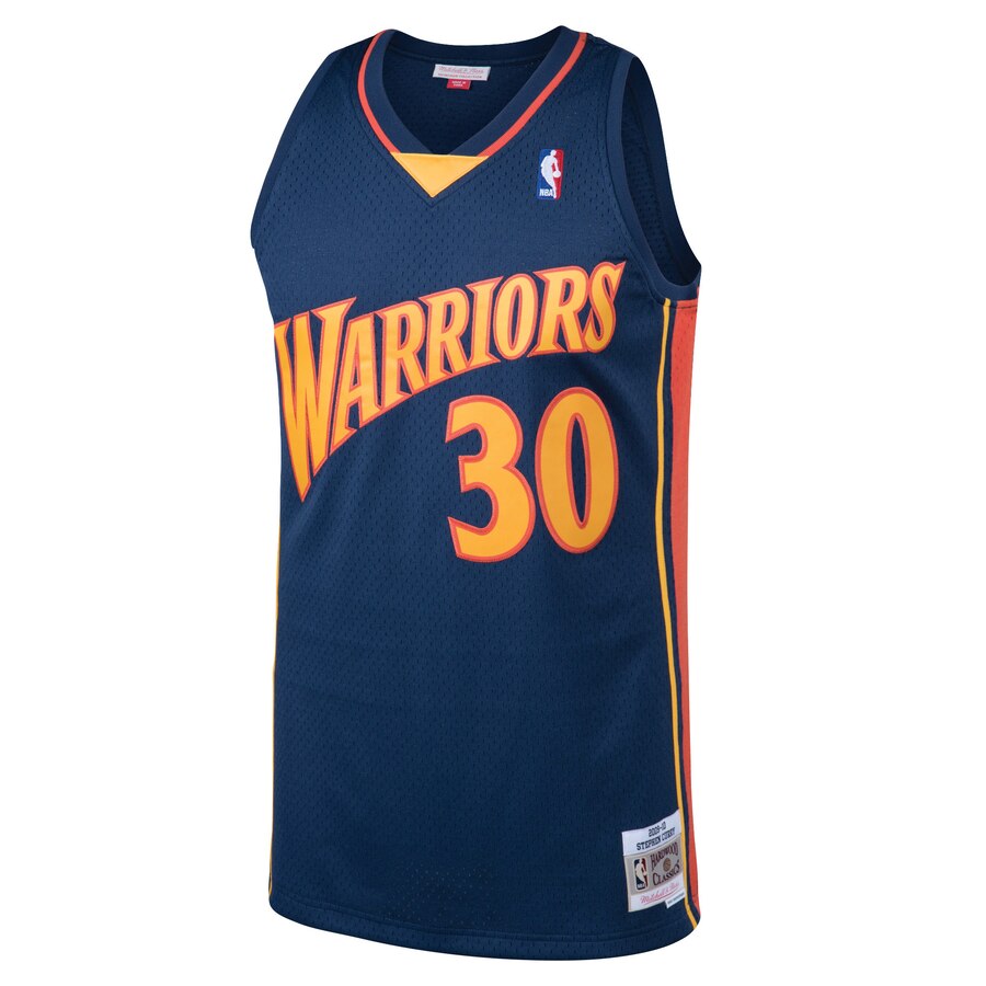 Alternative view of Stephen Curry Golden State Warriors Mitchell & Ness 2009-10 Hardwood Classics Swingman Basketball Jersey - Navy
