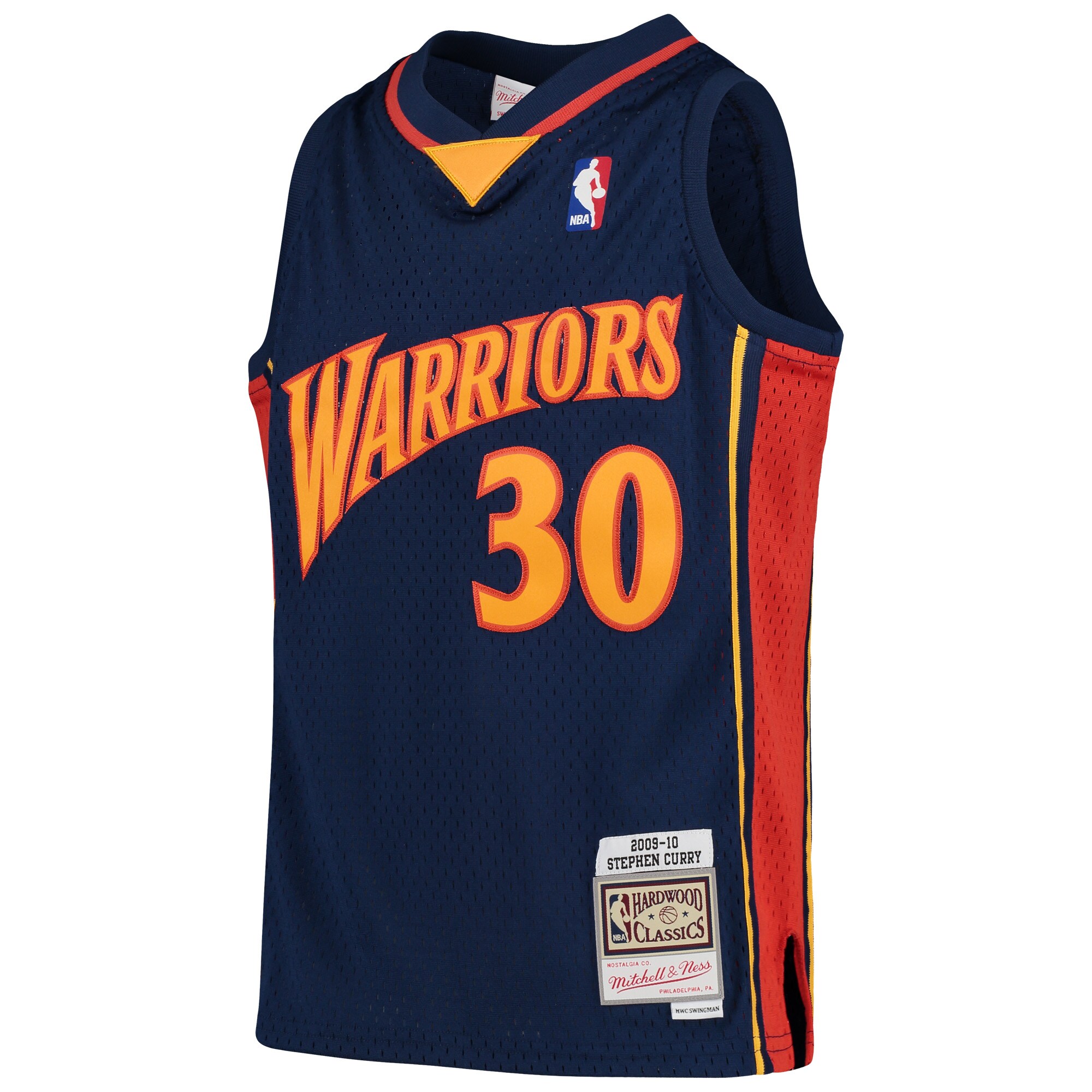 Alternative view of Stephen Curry Golden State Warriors Mitchell & Ness Youth 2009-10 Hardwood Classics Swingman Throwback Basketball Jersey - Navy