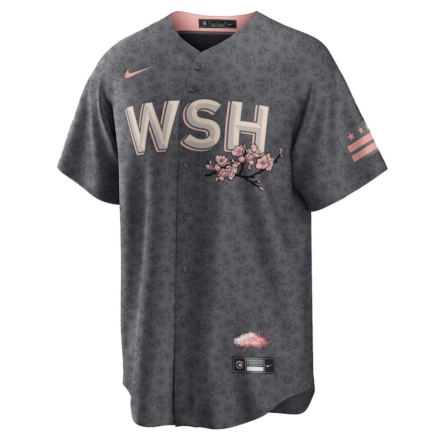 Alternative view of Stephen Strasburg 37 Washington Nationals City Connect Men Baseball Jersey - Gray - JS170 