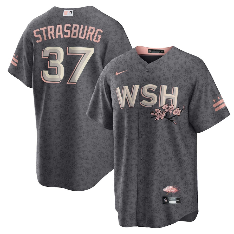 Stephen Strasburg 37 Washington Nationals City Connect Men Baseball Jersey - Gray - JS170 